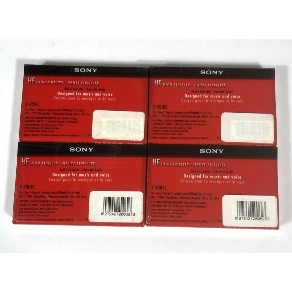 Sony HF 90 Blank Cassette Tapes 4 Pack New Sealed 90 Minute Normal Bias Audio